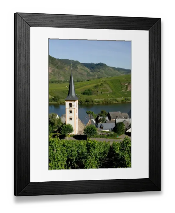 Framed Print : Village church of Bremm, vineyards, Mosel Valley, Rhineland Palatinate, Germany Framed Print : Village church of Bremm, vineyards, Mosel Valley, Rhineland Palatinate, Germany