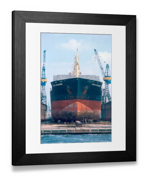 Framed Print : Ship in dry dock at Hamburg, Germany. ship, vessel, repair, dry dock, crane Framed Print : Ship in dry dock at Hamburg, Germany. ship, vessel, repair, dry dock, crane