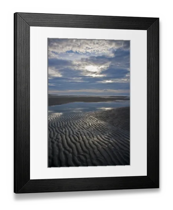 Framed Print : Outgoing tide reveals ripples in beach at Silver Salmon Creek, Lake Clark NP, Alaska