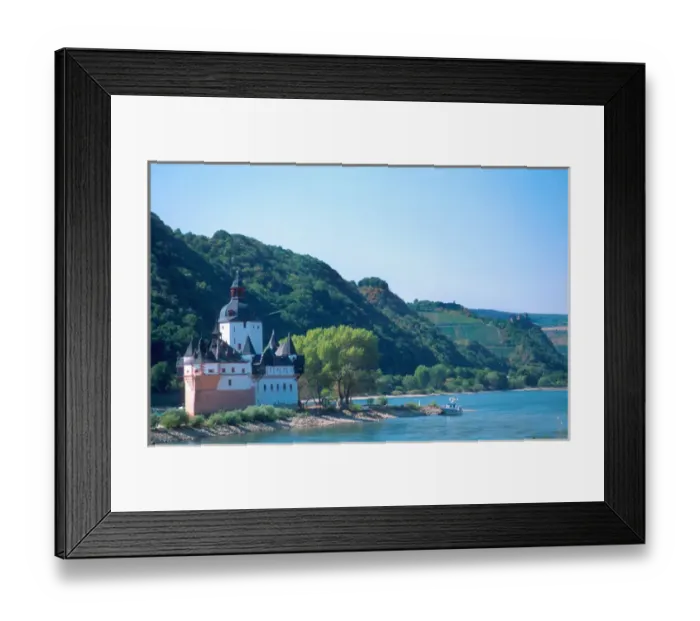 Framed Print : Castle in the Rhine River near Kaub, Germany. castle, rhine, river, germany