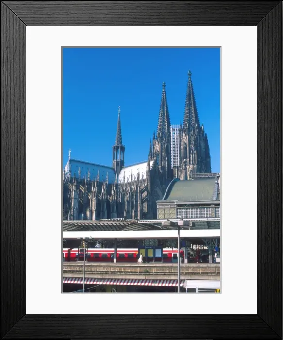 Framed Print : Train station at Cologn, Germany. In German it is called the Hauptbahnhof. Cathedral