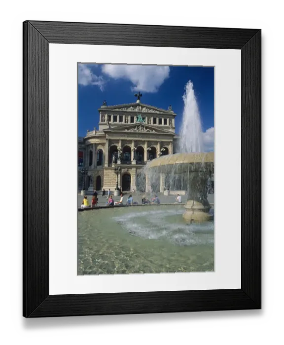 Framed Print : A fountain in front of the Opera House in Frankfurt, Germany. germany, german Framed Print : A fountain in front of the Opera House in Frankfurt, Germany. germany, german