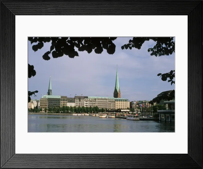 Framed Print : Hamburg, Germany with boats on the Alster. germany, german, europe, european Framed Print : Hamburg, Germany with boats on the Alster. germany, german, europe, european