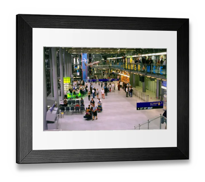 Framed Print : Travelers at the airport terminal in Cologne, Germany. germany, german, europe Framed Print : Travelers at the airport terminal in Cologne, Germany. germany, german, europe