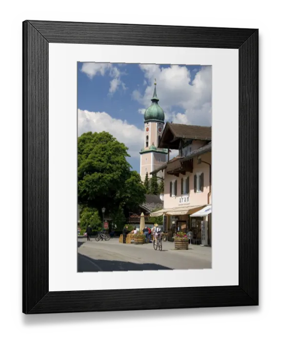 Framed Print : Street scene in the alpine village of Garmisch, Germany. germany, german, europe Framed Print : Street scene in the alpine village of Garmisch, Germany. germany, german, europe