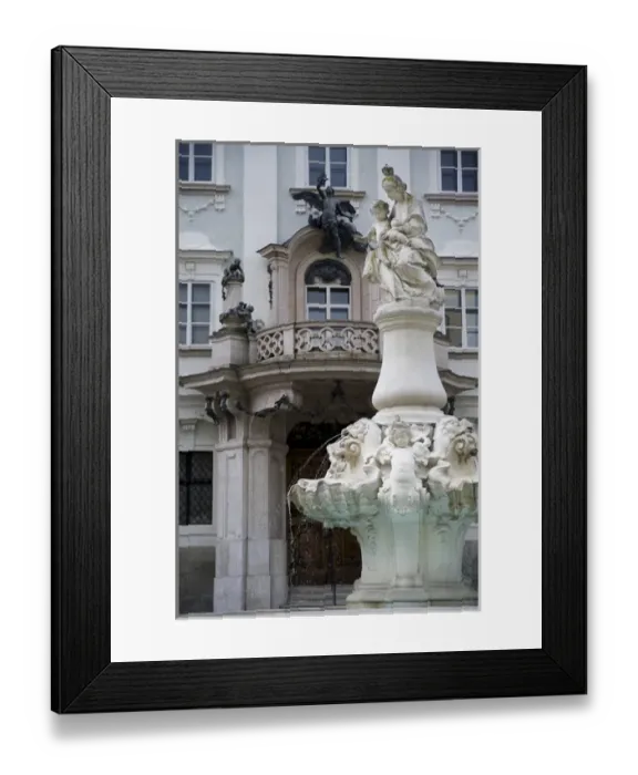 Framed Print : Europe, Germany, Bavaria, Passau, Baroque fountain in Residence Square