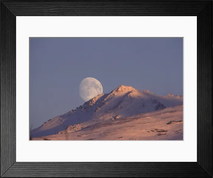 Framed Print : North America, USA, Alaska, near Anchorage, Chugach range, moon rise