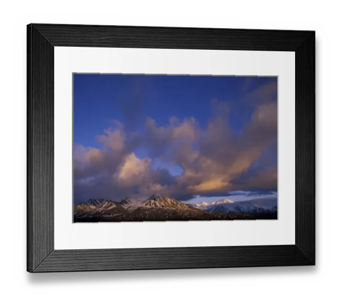 Framed Print : NA, USA, Alaska. Denali National Park. Midnight sun lights clouds over Alaska Range peaks