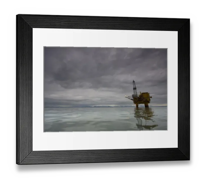 Framed Print : USA, Alaska, Kenai Peninsula, Offshore oil drilling rigs in Cook Inlet on summer evening Framed Print : USA, Alaska, Kenai Peninsula, Offshore oil drilling rigs in Cook Inlet on summer evening