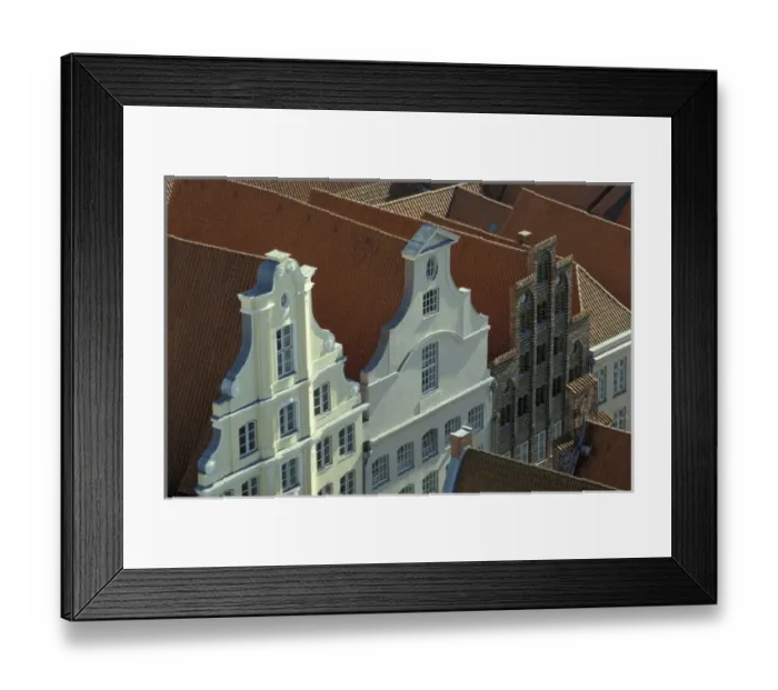 Framed Print : Europe, Germany, Lubeck. Buildings, roofs and typical facades Framed Print : Europe, Germany, Lubeck. Buildings, roofs and typical facades