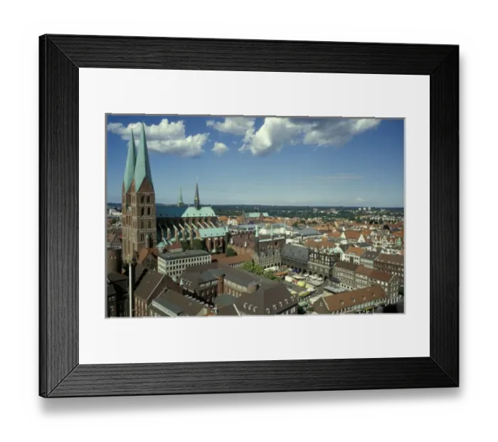 Framed Print : Europe, Germany, Lubeck. Old city center, Kohl market square. St. Marien church on left Framed Print : Europe, Germany, Lubeck. Old city center, Kohl market square. St. Marien church on left
