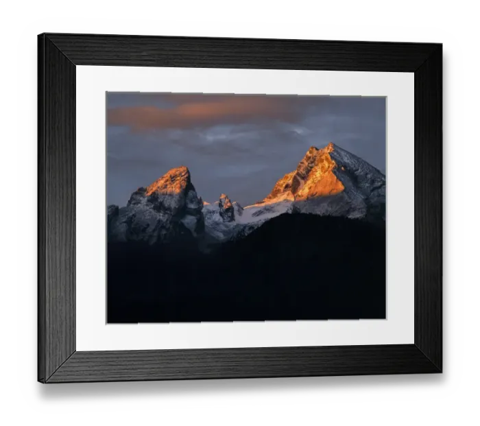 Framed Print : Germany, Bavaria, Watzmann Mountains. Sunrise light hits the Watzmann Mountains in Bavaria Framed Print : Germany, Bavaria, Watzmann Mountains. Sunrise light hits the Watzmann Mountains in Bavaria