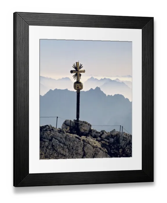 Framed Print : Germany, Bavaria, Zugspitze. A beautiful cross marks the summit of the Zugspitze Framed Print : Germany, Bavaria, Zugspitze. A beautiful cross marks the summit of the Zugspitze