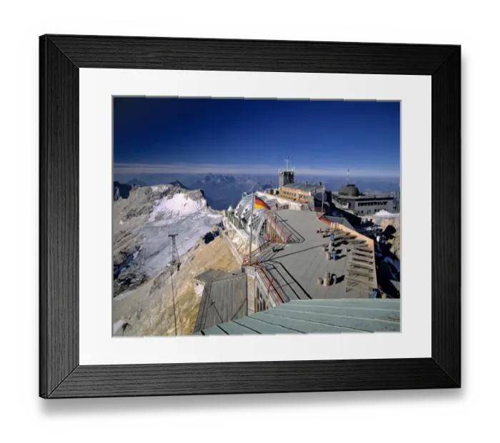 Framed Print : Early visitors to the summit enjoy the view from the Zugspitze in the Bavarian Alps Framed Print : Early visitors to the summit enjoy the view from the Zugspitze in the Bavarian Alps