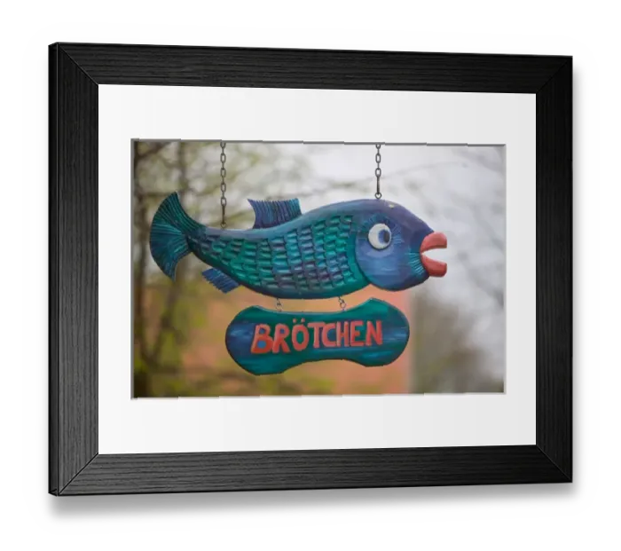 Framed Print : fish sign. Europe, Germany, Warnemunde, fish sign