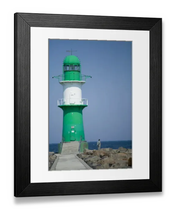 Framed Print : jetty lighthouse, warnemunde