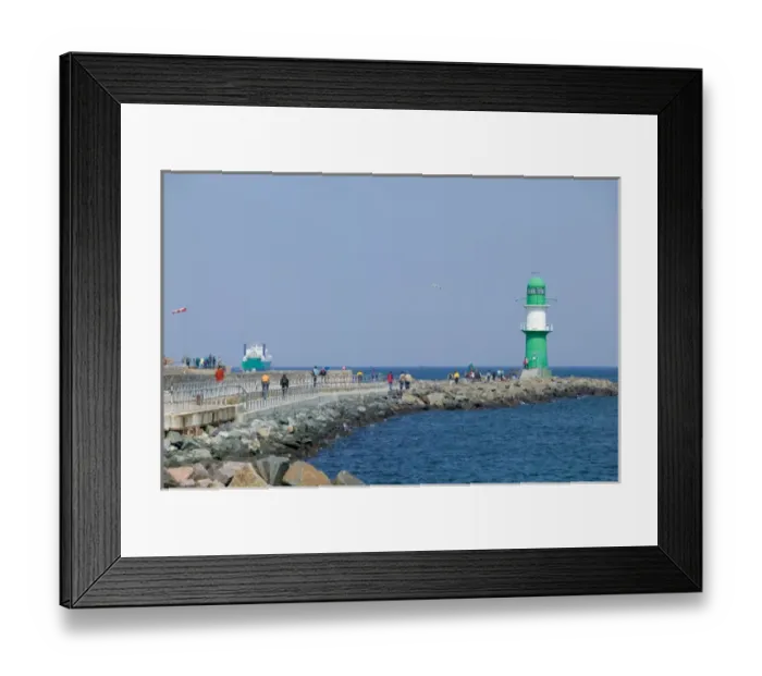 Framed Print : jetty lighthouse, warnemunde