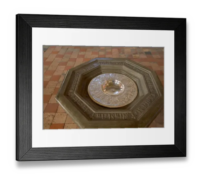 Framed Print : Holy water font, Maria Church, warnemunde