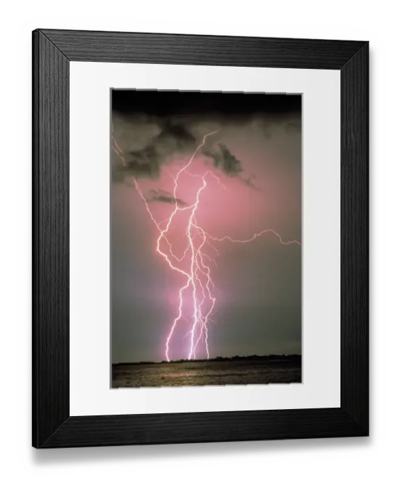Framed Print : USA, North Carolina, Cape Fear River. Lightning bolt
