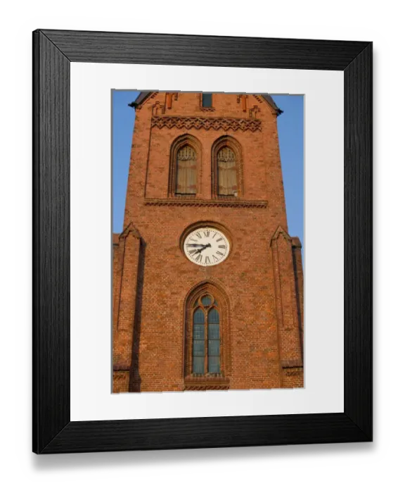 Framed Print : church clock tower, warnemunde Framed Print : church clock tower, warnemunde