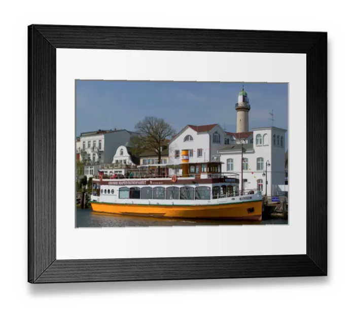 Framed Print : sightseeing boat, warnemunde