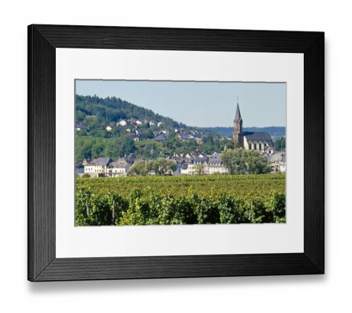 Framed Print : Europe, Germany, Rhineland-Palatinate, town of Bernkastel-Kues, vineyard in the foreground Framed Print : Europe, Germany, Rhineland-Palatinate, town of Bernkastel-Kues, vineyard in the foreground