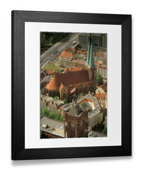 Framed Print : Europe, Germany, Berlin. Alexanderplatz, Rotes Rathaus / Nikolaikirche viewed Framed Print : Europe, Germany, Berlin. Alexanderplatz, Rotes Rathaus / Nikolaikirche viewed