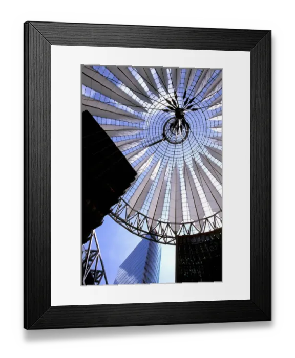 Framed Print : Europe, Germany, Berlin. Potsdamer Platz, Sony Center roof and DB building Framed Print : Europe, Germany, Berlin. Potsdamer Platz, Sony Center roof and DB building
