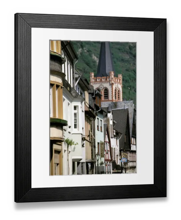 Framed Print : Europe, Germany, Rhineland, Pfalz, Bacharach. Half timbered buildings Framed Print : Europe, Germany, Rhineland, Pfalz, Bacharach. Half timbered buildings