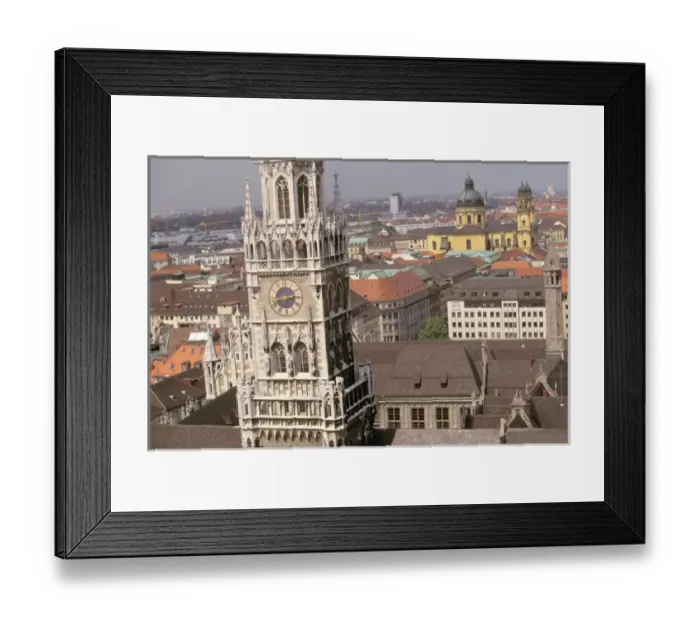 Framed Print : Europe, Germany, Bayern (Bavaria), Munich. Tower of the Neues Rathaus and city hall