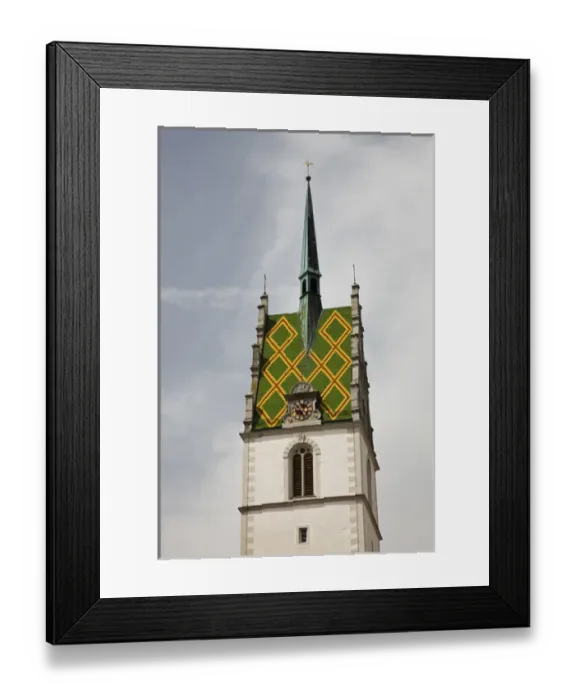 Framed Print : GERMANY, Baden-Wurttemberg, Lake Constance Area, Friedrichshafen. Tower of St. Nikolaus