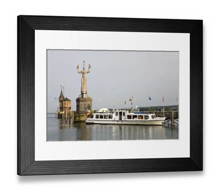 Framed Print : GERMANY, Baden-Wurttemberg, Lake Constance Area, Konstanz. Port view with Imperia statue