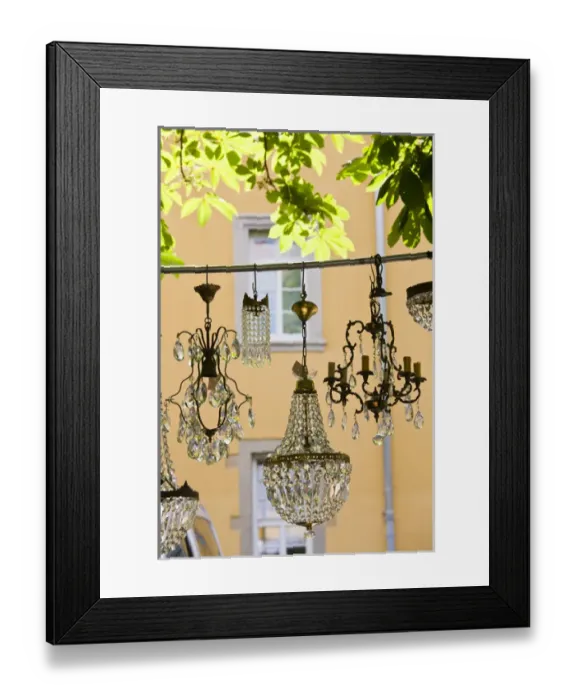 Framed Print : GERMANY, Baden-Wurttemberg, Stuttgart. Flea market, chandeliers Framed Print : GERMANY, Baden-Wurttemberg, Stuttgart. Flea market, chandeliers