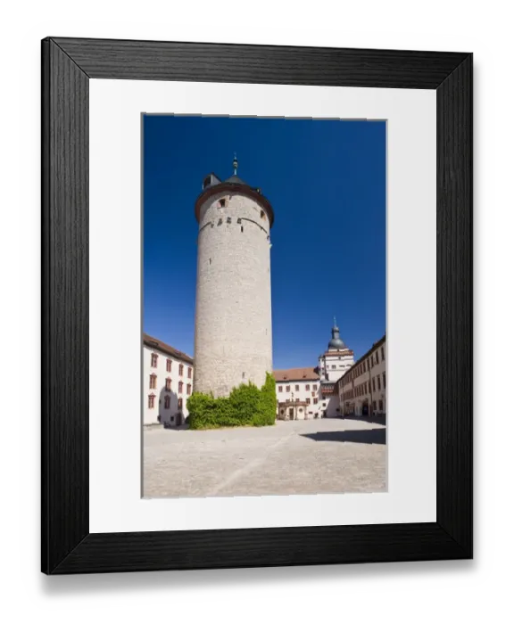 Framed Print : GERMANY, Bavaria, Bayern, Wurzburg. Festung Marienberg fortress tower