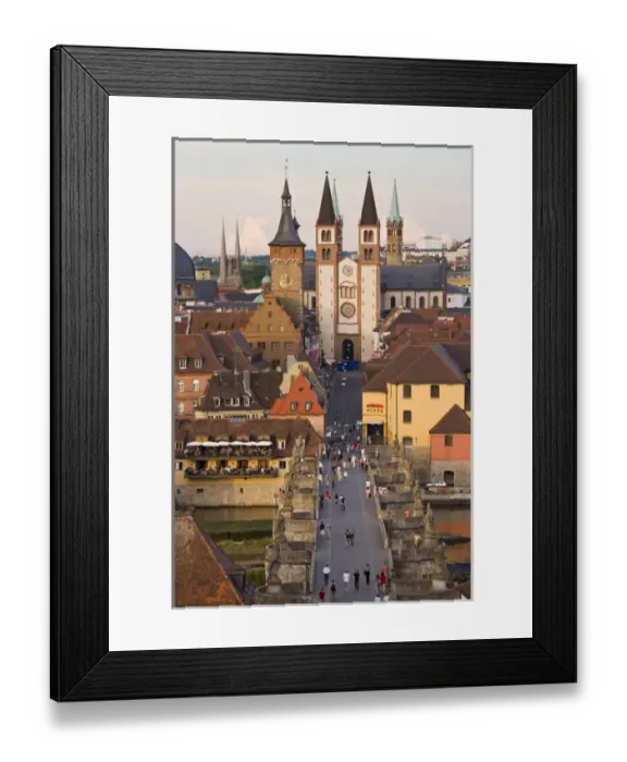 Framed Print : GERMANY, Bavaria, Bayern, Wurzburg. Old Main Bridge and Dom, sunset Framed Print : GERMANY, Bavaria, Bayern, Wurzburg. Old Main Bridge and Dom, sunset
