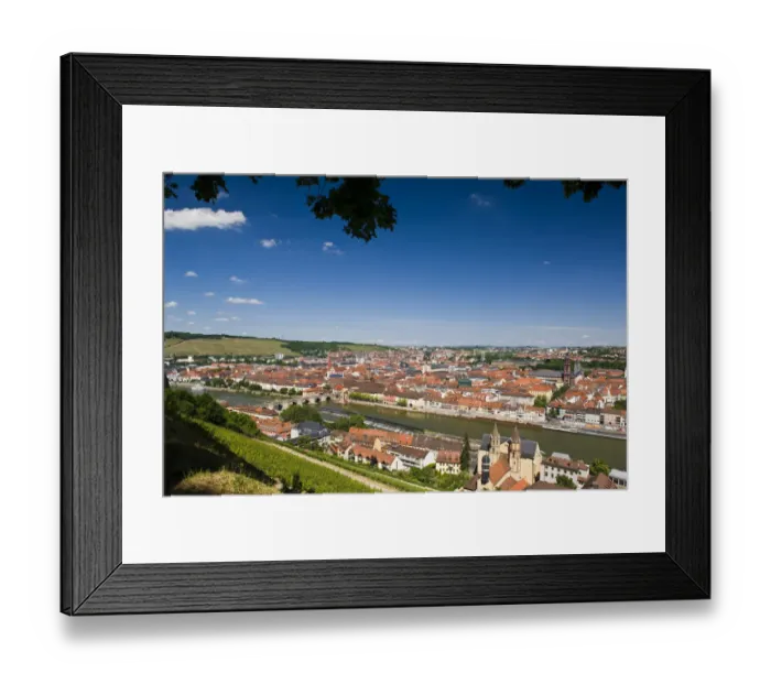 Framed Print : GERMANY, Bavaria, Bayern, Wurzburg. View from Festung Marienberg fortress with St Framed Print : GERMANY, Bavaria, Bayern, Wurzburg. View from Festung Marienberg fortress with St