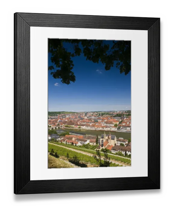 Framed Print : GERMANY, Bavaria, Bayern, Wurzburg. View from Festung Marienberg fortress with St Framed Print : GERMANY, Bavaria, Bayern, Wurzburg. View from Festung Marienberg fortress with St