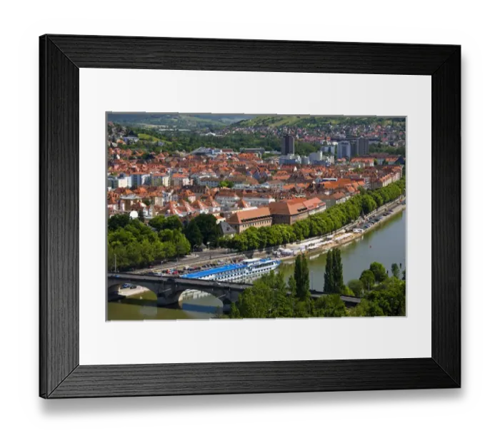 Framed Print : GERMANY, Bavaria, Bayern, Wurzburg. View from Festung Marienberg fortress