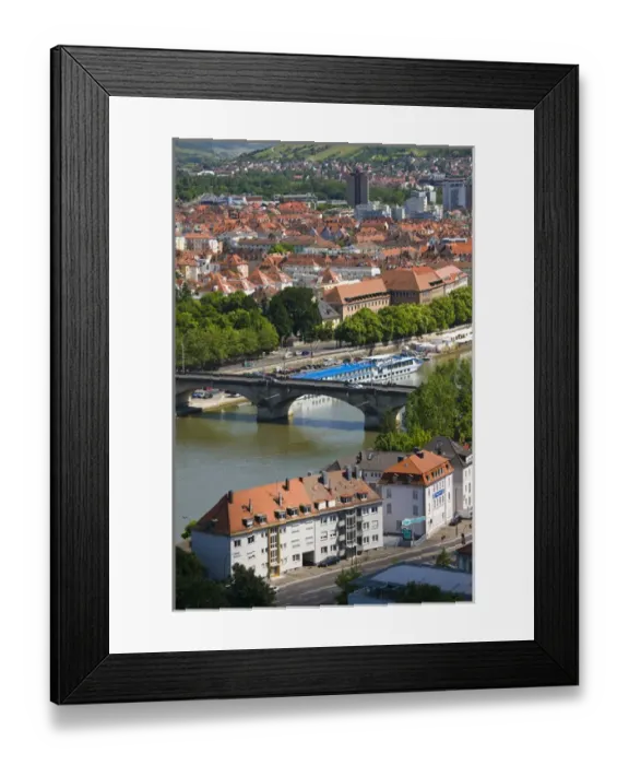 Framed Print : GERMANY, Bavaria, Bayern, Wurzburg. View from Festung Marienberg fortress