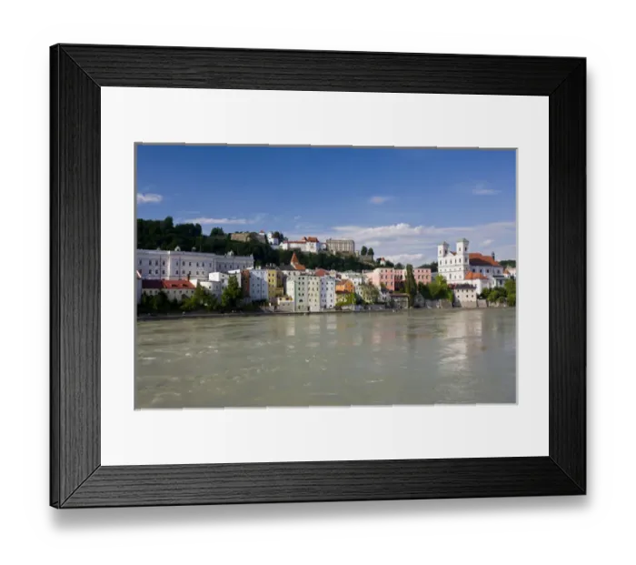 Framed Print : Germany, Bayern / Bavaria, Passau, Inn River view from Funferlsteg Bridge Framed Print : Germany, Bayern / Bavaria, Passau, Inn River view from Funferlsteg Bridge