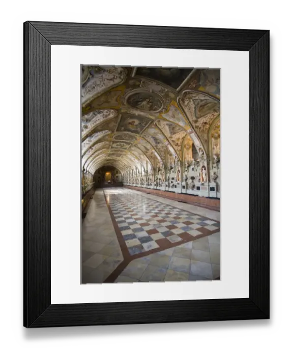 Framed Print : GERMANY, Bayern-Bavaria, Munich. Residenzmuseum, vaulted ceiling of the Antiquarium