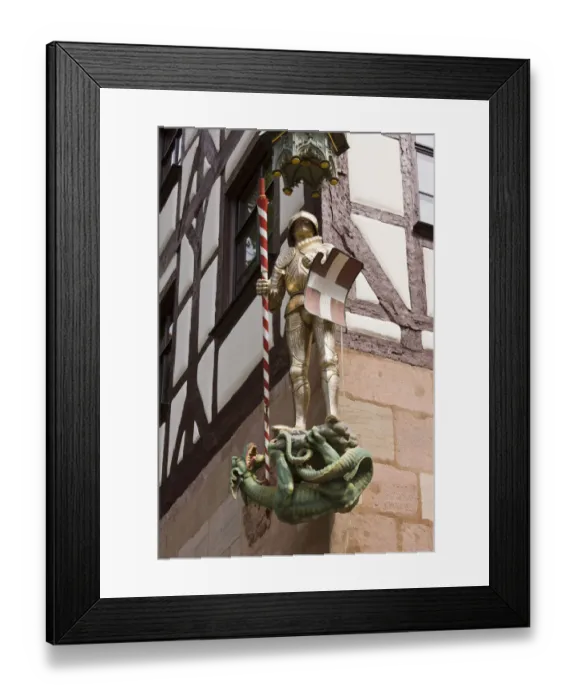 Framed Print : GERMANY, Bayern-Bavaria, Nuremberg. Tiergartnerplatz, statue of knight and dragon Framed Print : GERMANY, Bayern-Bavaria, Nuremberg. Tiergartnerplatz, statue of knight and dragon