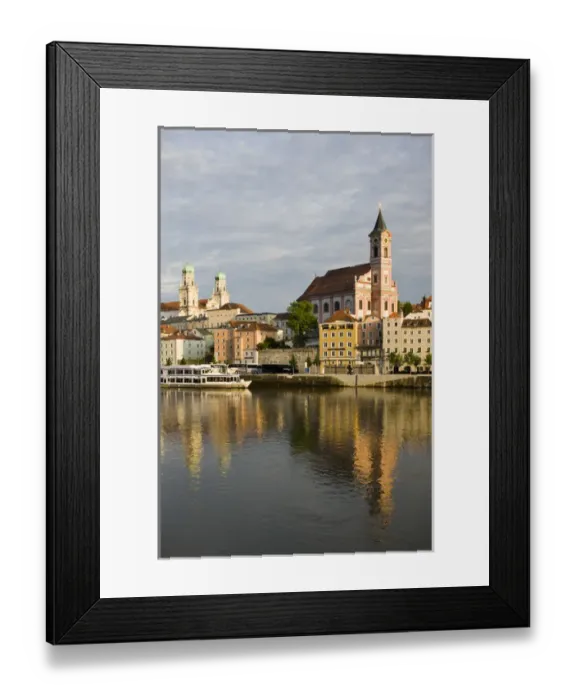 Framed Print : GERMANY, Bayern-Bavaria, Passau. Danube River View with St. Paul church, sunset Framed Print : GERMANY, Bayern-Bavaria, Passau. Danube River View with St. Paul church, sunset