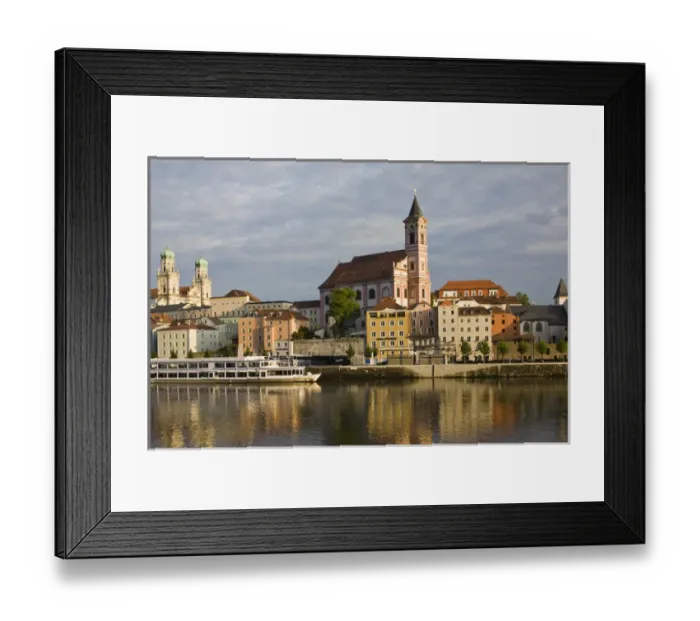 Framed Print : GERMANY, Bayern-Bavaria, Passau. Danube River View with St. Paul church, sunset Framed Print : GERMANY, Bayern-Bavaria, Passau. Danube River View with St. Paul church, sunset