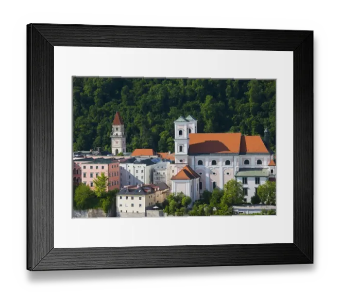 Framed Print : GERMANY, Bayern-Bavaria, Passau. Inn River and St. Michaels church Framed Print : GERMANY, Bayern-Bavaria, Passau. Inn River and St. Michaels church