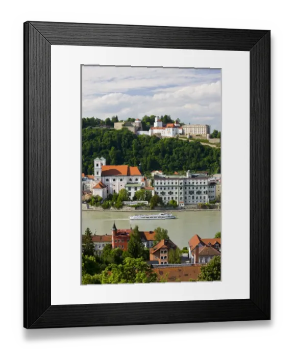 Framed Print : GERMANY, Bayern-Bavaria, Passau. Inn River view from Mariahilf monastery Framed Print : GERMANY, Bayern-Bavaria, Passau. Inn River view from Mariahilf monastery