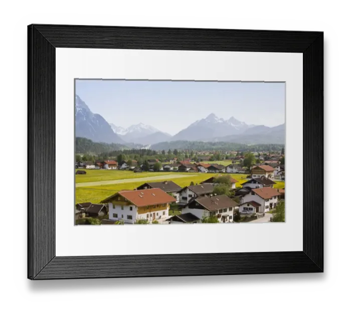 Framed Print : GERMANY, Bayern-Bavaria, Wallgau. Town and Wetterstein Mountains Framed Print : GERMANY, Bayern-Bavaria, Wallgau. Town and Wetterstein Mountains