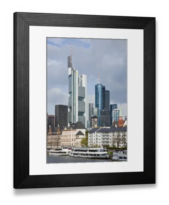 Framed Print : GERMANY, Hessen, Frankfurt am Main. City Skyline along the Main River in the morning Framed Print : GERMANY, Hessen, Frankfurt am Main. City Skyline along the Main River in the morning