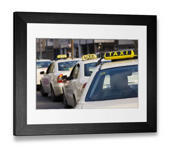 Framed Print : GERMANY, Hessen, Frankfurt am Main. Frankfurt taxis by main train station Framed Print : GERMANY, Hessen, Frankfurt am Main. Frankfurt taxis by main train station