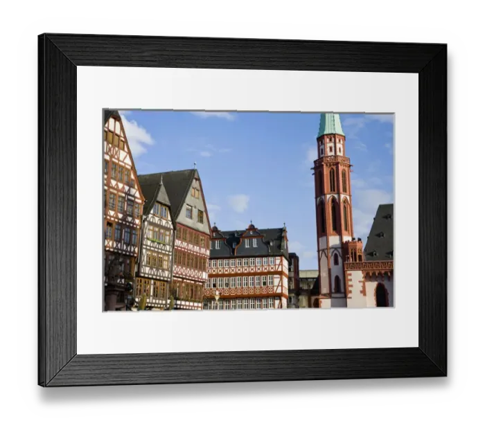 Framed Print : GERMANY, Hessen, Frankfurt am Main. Old Town, Romerberg square buildings and Alte